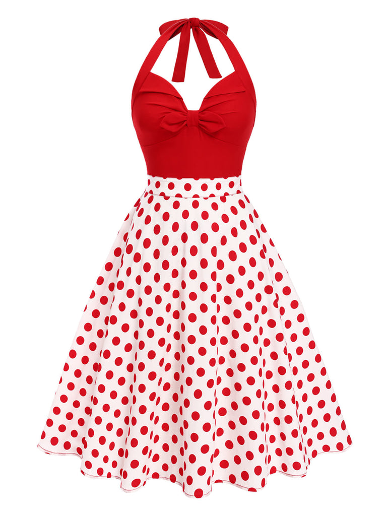 [Prévente] Robe rouge à pois et col licou des années 1950