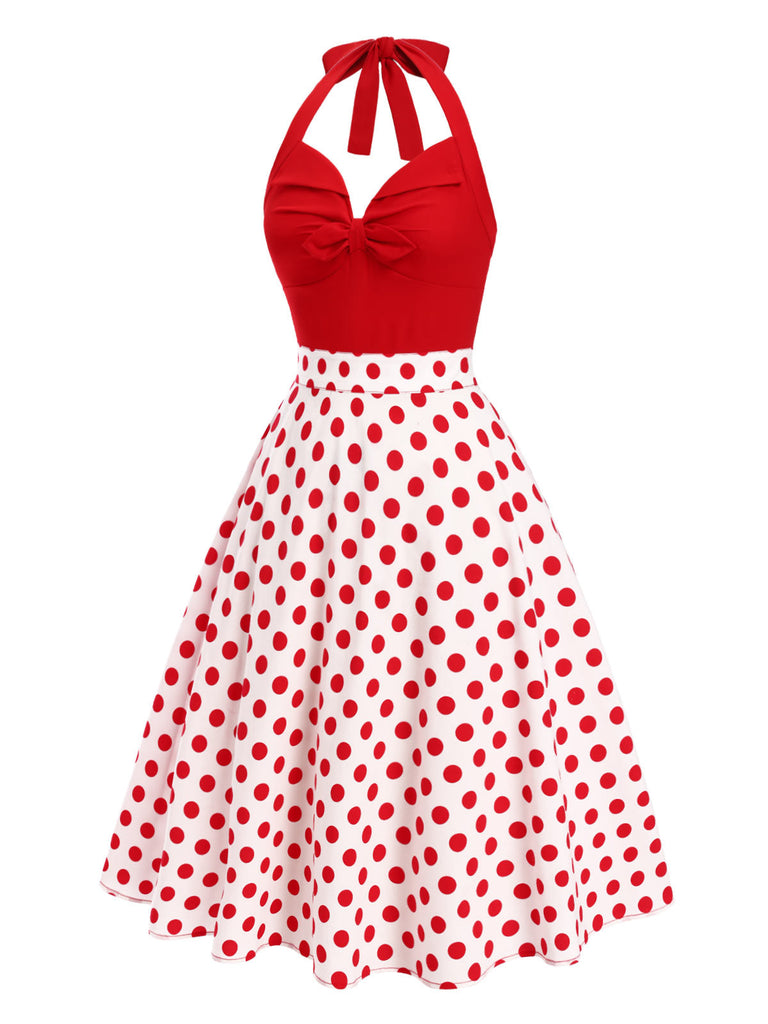 [Prévente] Robe rouge à pois et col licou des années 1950