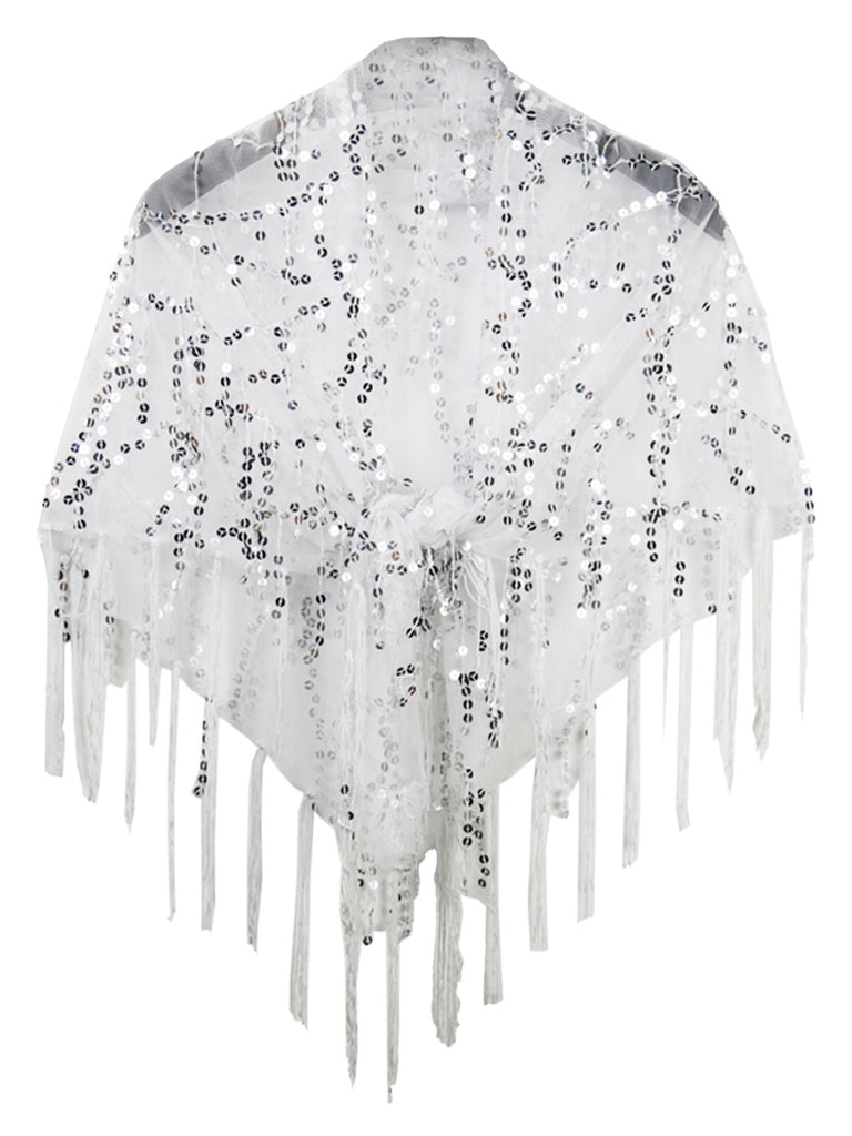 Cape à paillettes et à lacets avec pompons creux des années 1920