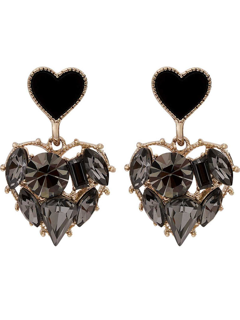 Boucles d'oreilles coeur en diamant noir