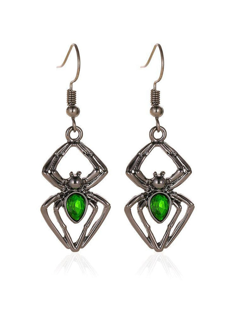 3PCS collier et boucles d'oreilles et bague araignée verte