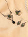 3PCS collier et boucles d'oreilles et bague araignée verte