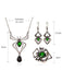 3PCS collier et boucles d'oreilles et bague araignée verte