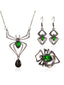 3PCS collier et boucles d'oreilles et bague araignée verte