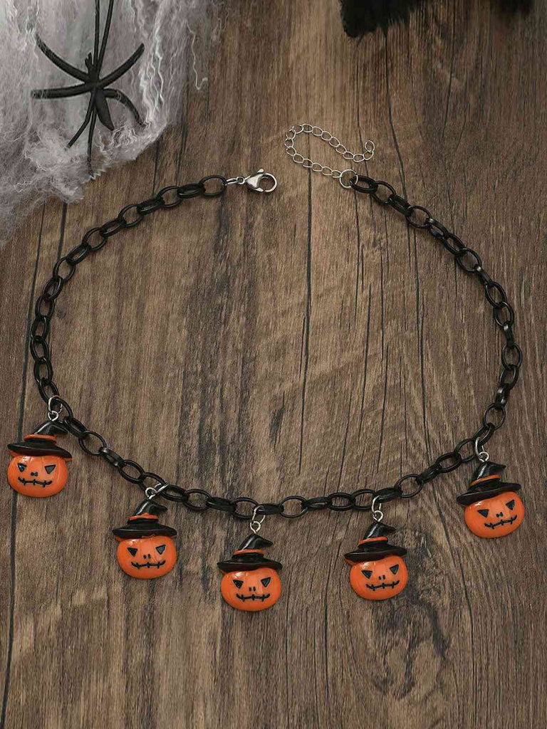 Collier de clavicule de chauve-souris fantôme et citrouille d'Halloween