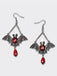 Boucles d'oreilles pendantes en rubis avec motif chauve-souris d'Halloween