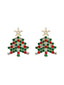 Boucles d'oreilles sapin de Noël vert et strass étoiles