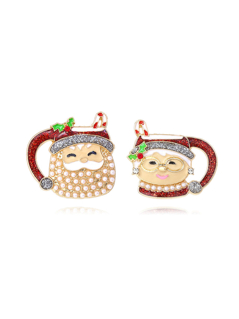 Boucles d'oreilles de Noël en strass Père Noël