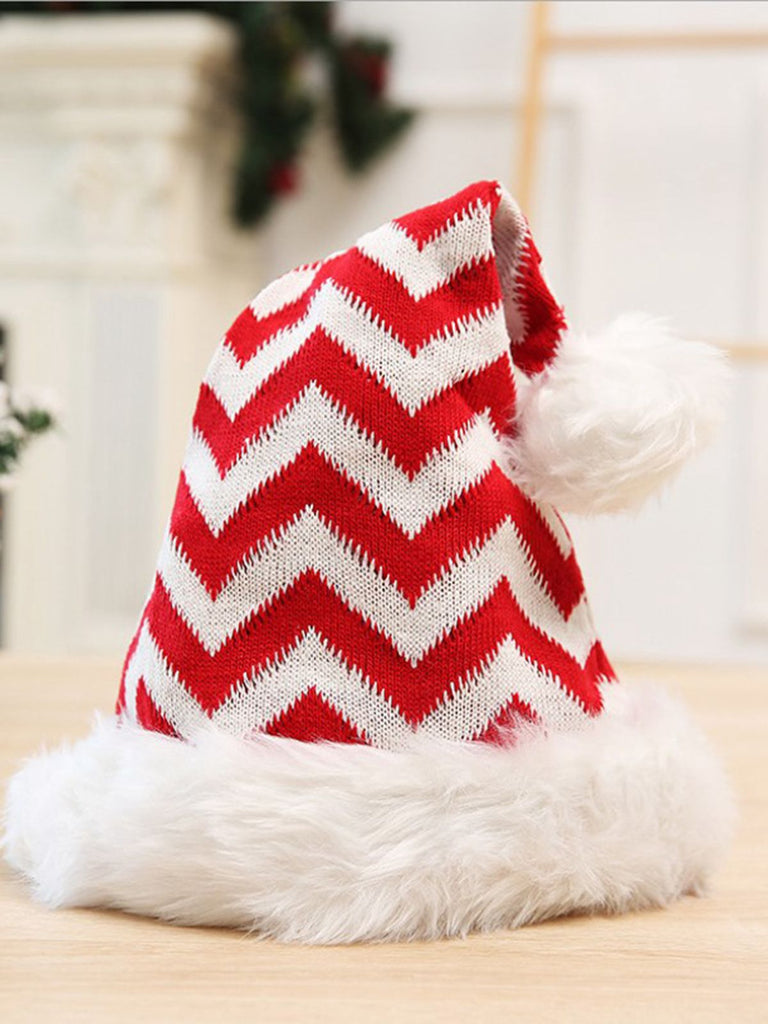 Chapeau de Noël en peluche à rayures rouges vintage