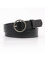 Ceinture à boutons ronds en cuir PU noir