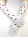 Gants longs aux coudes avec coeurs blancs vintage