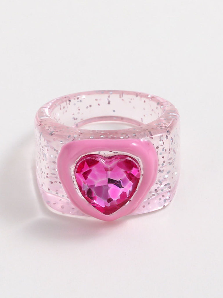 Bague coeur en diamant rose scintillant