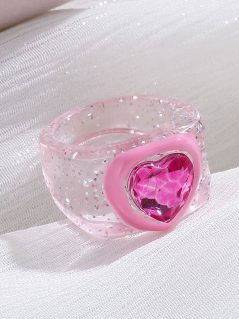 Bague coeur en diamant rose scintillant