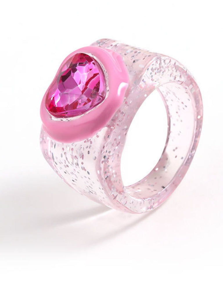 Bague coeur en diamant rose scintillant