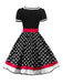 Robe Rockabilly Swing Vintage Année 50 Pois Ceinturée Cocktail et ensemble d'accessoires