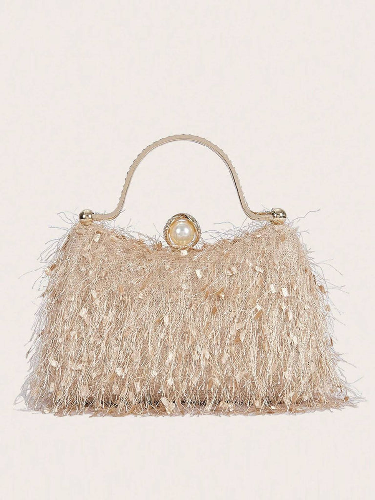 Sac de soirée à poignée avec pompon vintage