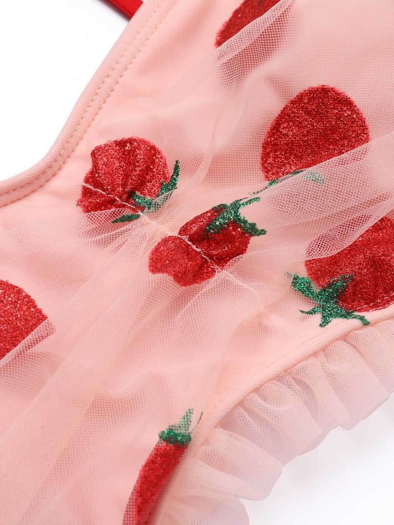 Ensemble Tankini Cami Fraise en Dentelle Rose