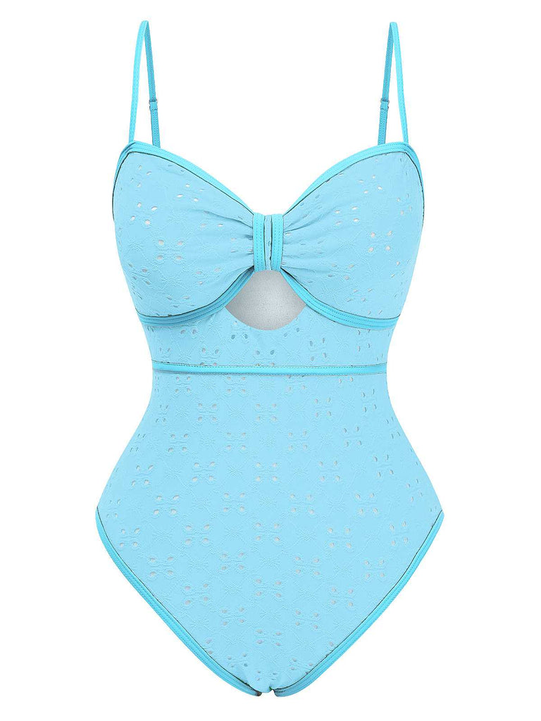 Maillot de bain une pièce creux contrastées nœud papillon des années 1960