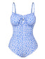 Maillot de bain bleu à petites bretelles florales des années 1950