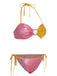 Ensemble de bikini à anneau coeur rose et jaune des années 1970