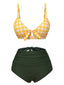 Ensemble bikini à carreaux jaune et vert des années 1950