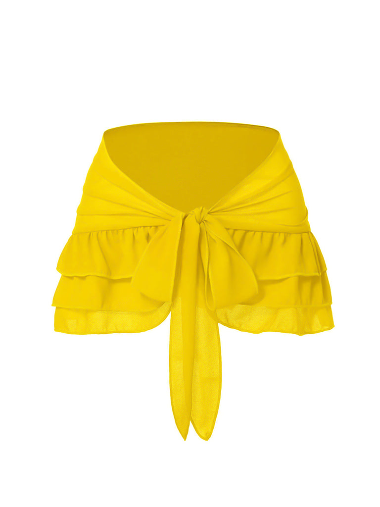 [Prévente] Cache maillot à Jupe en mousseline de soie jaune des années 1960