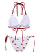 Ensemble bikini blanc dos nu à lacets aux fraises des années 1960