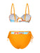 [Prévente] Ensemble bikini orange à lacets fleurs style dessin animé des années 1960