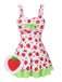 [Pré-vente] Maillot de bain robe rouge et vert avec nœud à fraises des années 40