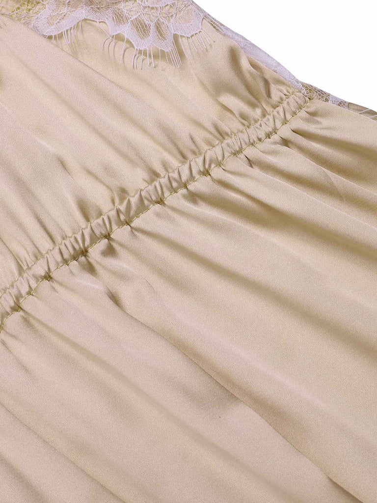 [Pré-vente] Chemise de nuit en satin rose et dentelle unie des années 1930