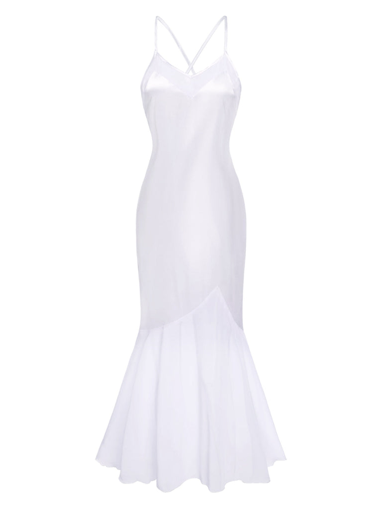 [Pré-vente] Chemise de nuit sirène en satin blanc des années 1930