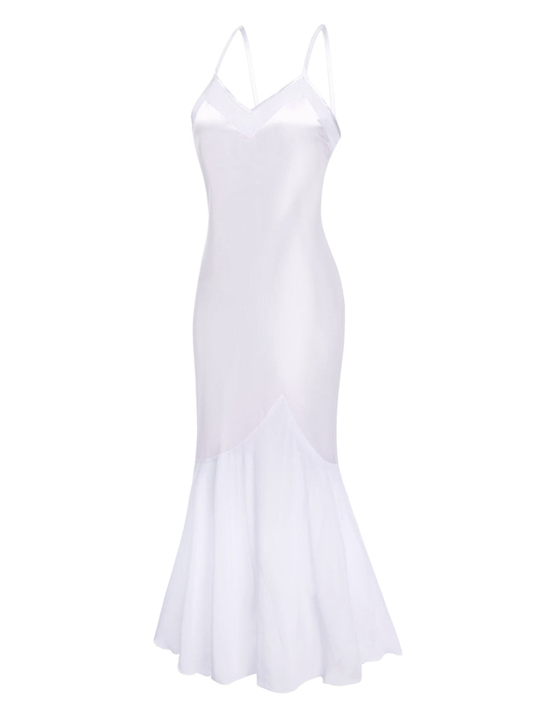 [Pré-vente] Chemise de nuit sirène en satin blanc des années 1930