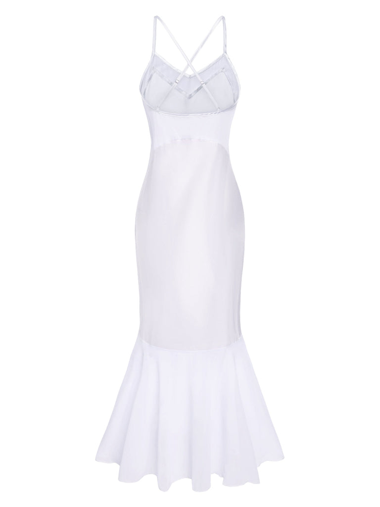 [Pré-vente] Chemise de nuit sirène en satin blanc des années 1930