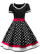 Robe Rockabilly Swing Vintage Année 50 Pois Ceinturée Cocktail et ensemble d'accessoires