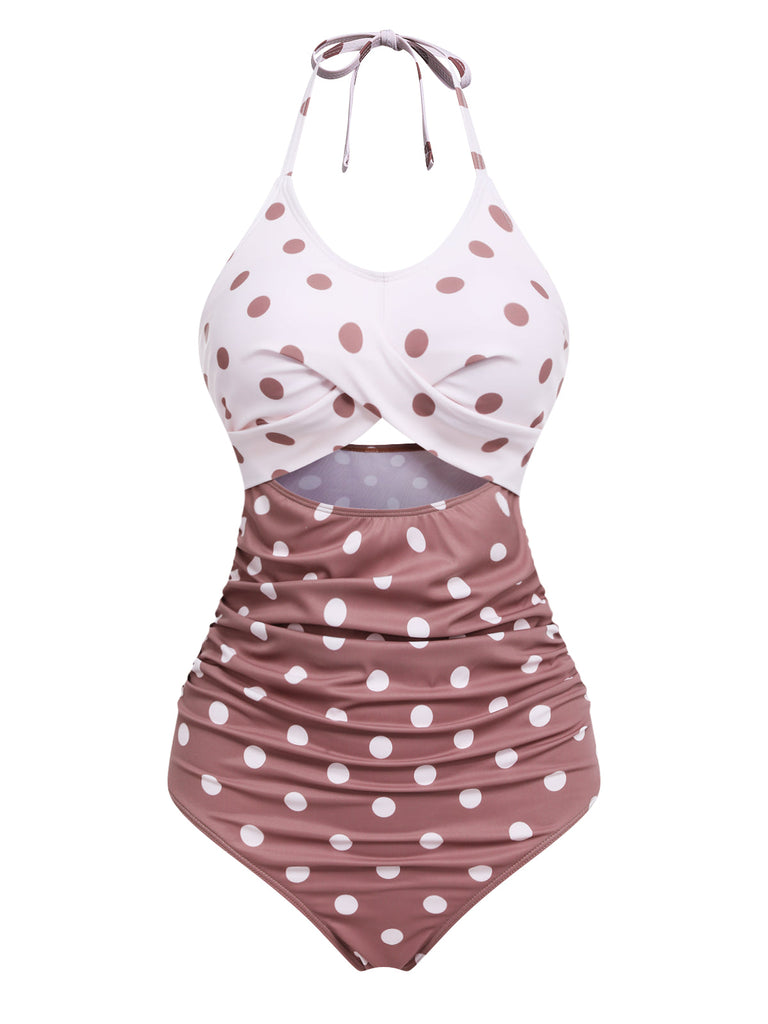 Maillot de bain une pièce patchwork pois rétro