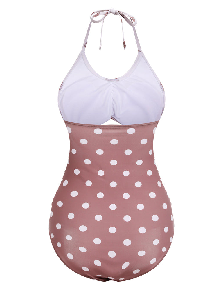 Maillot de bain une pièce patchwork pois rétro