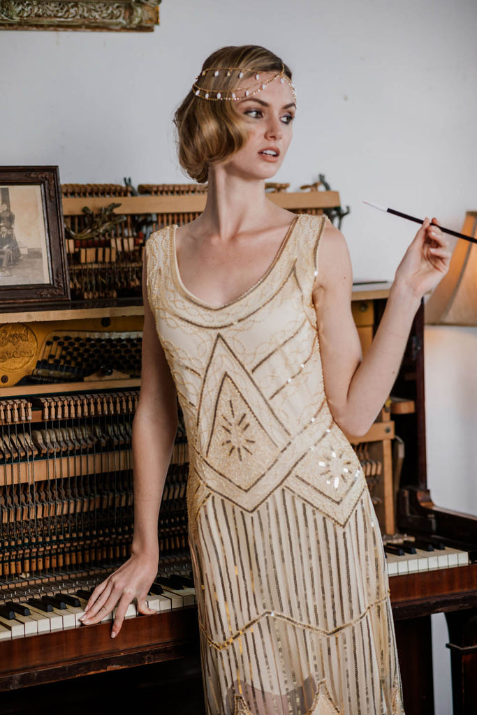 Robe Charleston Vintage Gatsby Année 20 à Franges Paillettes Soirée Co –  Retro Stage-France