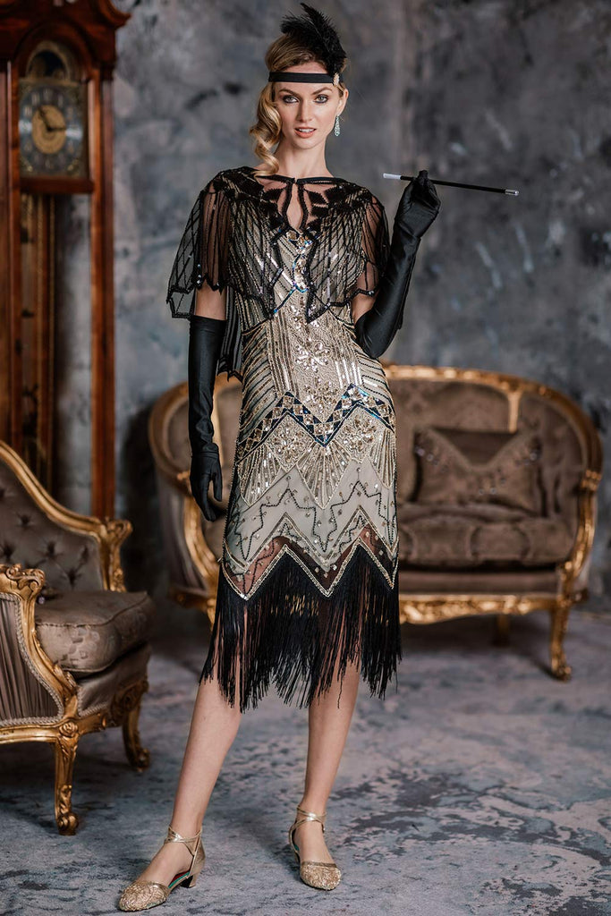 Robe Flapper des années 20 Robe longue à paillettes perlée Gatsby pour  femmes