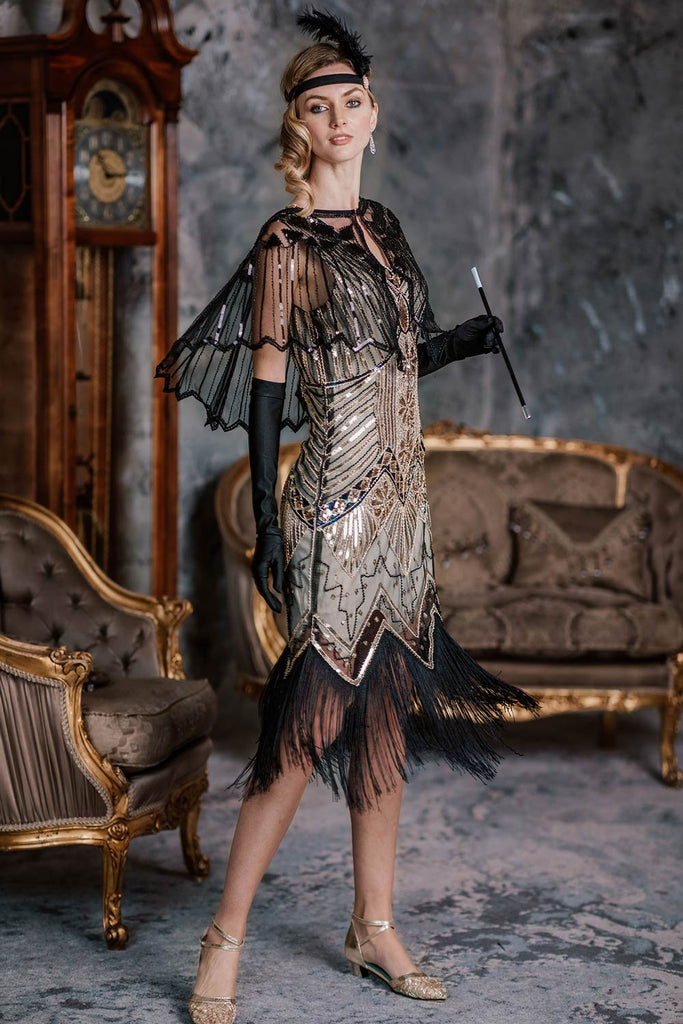 Robe à paillettes et franges Art déco des années 1920 pour femme, robe de  Costume Gatsby avec manches -  Canada