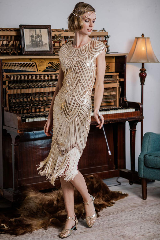 Robe Style Gatsby Année 20 Verte (Avec Accéssoires)