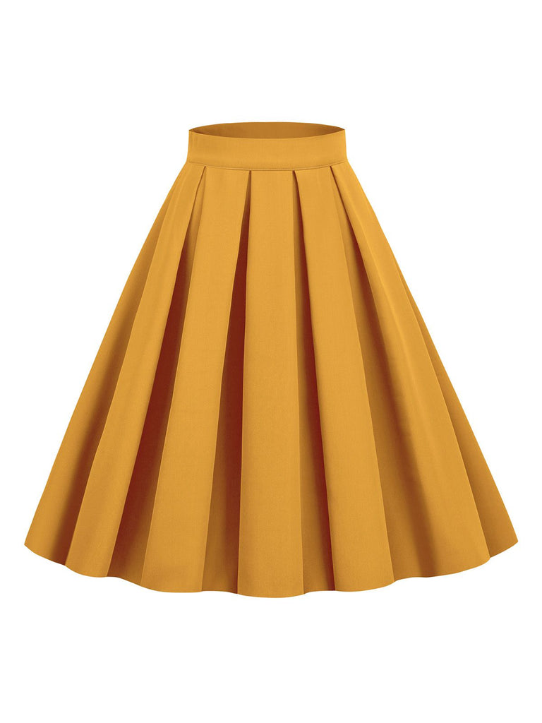 1960s Solid Pleated Skirt