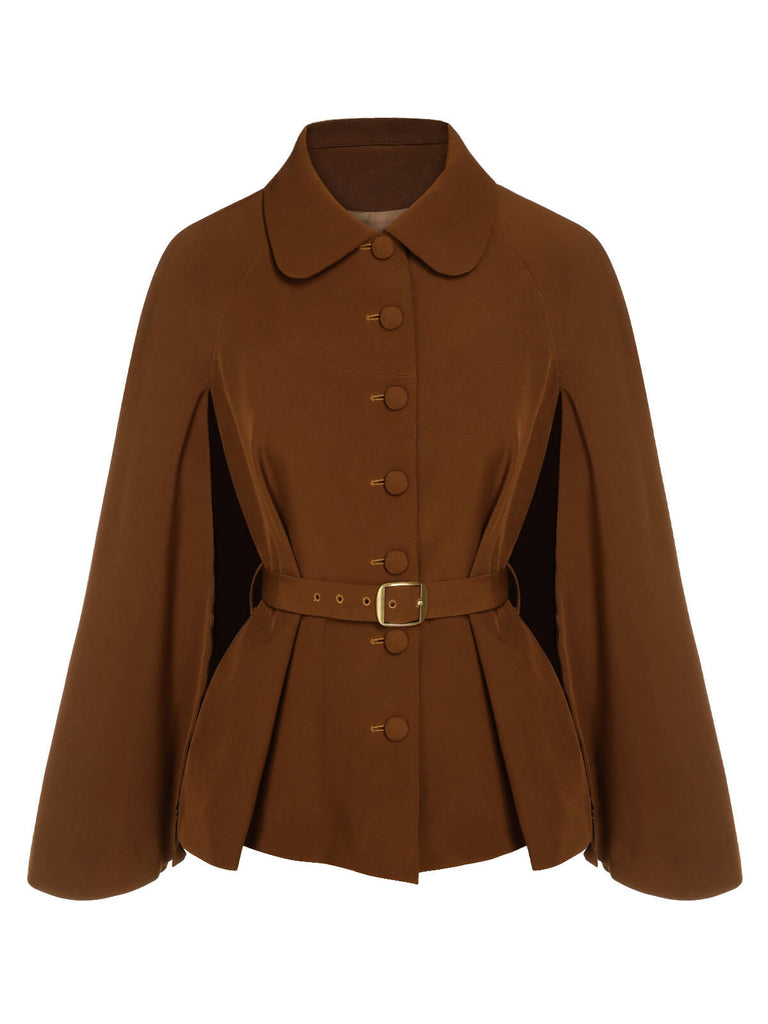 Manteau cape à revers couleur camel des années 1940