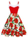 [Prévente] Robe rouge à bordures florales de Noël des années 1950