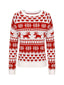 Pull de Noël rouge et blanc avec motif d'élan des années 40