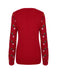 Pull tricoté rouge motif sapin de Noël des années 40