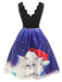 Robe de Noël Années 50 Bleue de Chat de Noël Chic et Classe