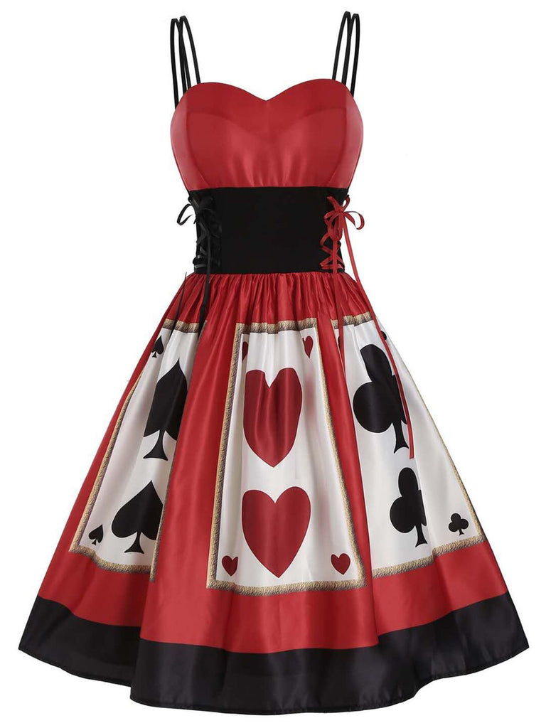 Robe Rockabilly Année 50 Lacer Poker Déguisement Halloween