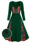 Robe Swing Année 50 Patchwork Vert