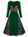 Robe Swing Année 50 Patchwork Vert