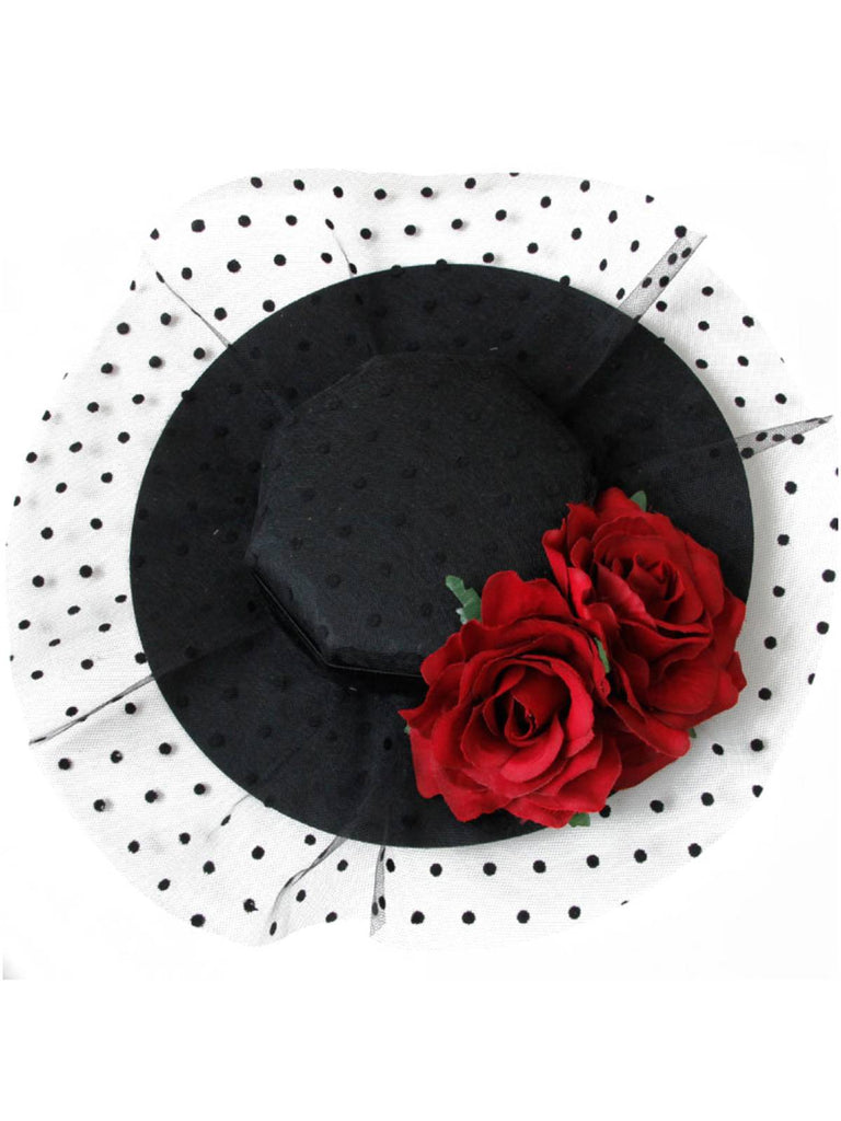 Bonnet en maille noir Retro 3D Roses